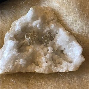 Crystal cross earrings